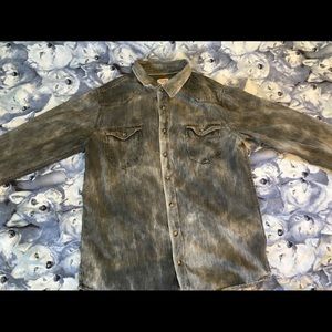 Boy’s grey acid wash L/S button down